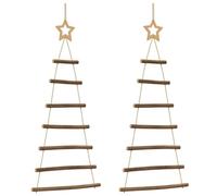 vidaXL Sapins de Noël Suspendus avec étoiles supérieures 2 pièces 42x90 cm Branche Naturelle