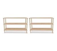 vidaXL 2X Bois de Sapin Solide Range-Chaussures à 3 Etagères Meuble Rangement