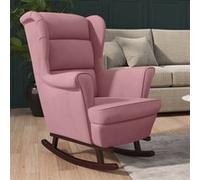 vidaXL Fauteuil à bascule et pieds en bois massif d'hévéa Rose Velours
