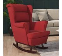 vidaXL Fauteuil à Bascule à Oreilles en Velours Rouge vin Bois Massif