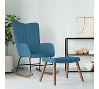 vidaXL Chaise à bascule avec repose-pied Bleu Velours