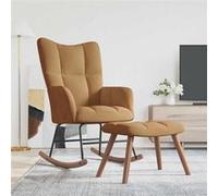 vidaXL Chaise à bascule avec tabouret en velours marron
