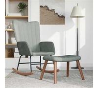 vidaXL Chaise à bascule avec repose-pied Gris clair Velours