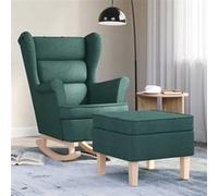 vidaXL Chaise à bascule avec repose-pied Vert foncé Tissu