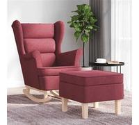 vidaXL Schommelstoel met voetenbank stof wijnrood3308000 Rouge G