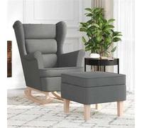 vidaXL Chaise à bascule avec repose-pied Gris foncé Tissu