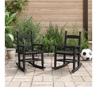 vidaXL Chaises à bascule enfants lot de 2 noir bois de peuplier massif Marron
