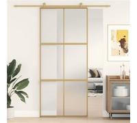 vidaXL Schuifdeur 90x205 cm mat ESG-glas en aluminium goudkleurig155158 G