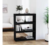 Bibliothèque Séparateur de pièce Noir 80x30x103,5 cm Pin massif