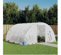 vidaXL Serre avec Cadre en Acier Blanc 16 m² 4x4x2 m