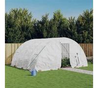 vidaXL Serre avec cadre en acier blanc 20 m² 5x4x2,3 m, polytunnel, serre à cadre froid, serre pour tomate, serre de jardin, 3188094