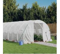 vidaXL Serre avec cadre en acier blanc 24 m² 8x3x2 m, polytunnel, serre à cadre froid, serre pour tomate, serre de jardin, 3188052