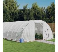 vidaXL Serre avec cadre en acier blanc 32 m² 8x4x2 m, polytunnel, serre à cadre froid, serre pour tomate, serre de jardin, 3188074 Blanc G