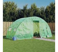 Serre avec cadre en acier vert 10 m² 5x2x2,3 m, polytunnel, serre à cadre froid, serre pour tomate, serre de jardin, 364085
