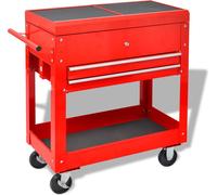 vidaXL Servante d'atelier 2 tiroirs acier rouge