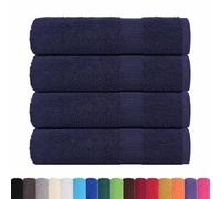 vidaXL Serviettes de Douche FROGN 4 pcs Bleu Marine 70x140 cm 100% Coton, Serviette, Ensemble de Serviettes de Bain, Serviette d'hôtel, Serviette de Bain