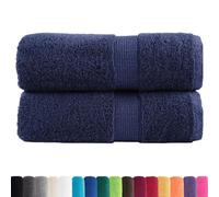 vidaXL Serviettes d'invité de Qualité Supérieure SOLUND 2 pcs, Draps de Bain, Essuie-Mains, Serviette de Visage Salle de Bain, Bleu Marine 600g/m²
