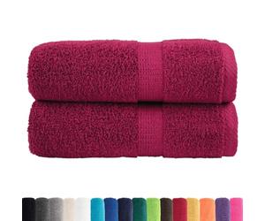 vidaXL Serviettes d'invité de Qualité Supérieure SOLUND 2 pcs, Draps de Bain, Essuie-Mains, Serviette de Visage Salle de Bain, Bordeaux 600g/m²