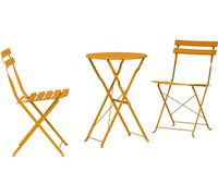 vidaXL Set bistro pliable 3 pièces en acier moutarde