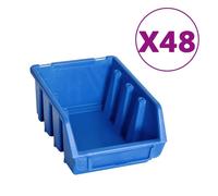 vidaXL Set de 128 récipients pour petites pièces avec plaques murales bleu