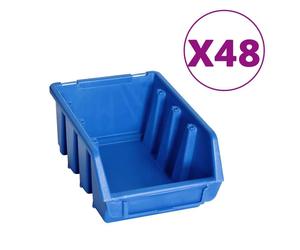 vidaXL Set de 128 récipients pour petites pièces avec plaques murales bleu