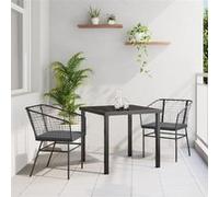 vidaXL Set de 2 Noir et gris foncé Rattan PE, Acier revêtu de poudre 3380904 Gris