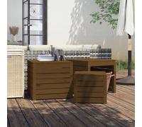 vidaXL Set de 3 coffres de jardin en bois de pin massif brun miel - Set de coffres de jardin - Coffre de jardin - Meubles de jardin