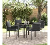vidaXL Set de 3 Noir, Gris foncé Rattan PE Standard Robuste 3379101 Gris