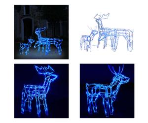 vidaXL Set de 3 rennes LED Décoration de Noël 229 LEDs - Décoration de Noël LED - Décorations de Noël LED - Décoration de Noël LED