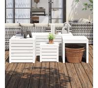 vidaXL Set de 4 coffres de jardin blanc pin massif - Set de coffres de jardin - Coffre de jardin - Meubles de jardin