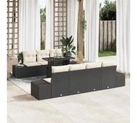vidaXL Ensemble de canapés avec coussins 8 pcs noir et crème poly rotin