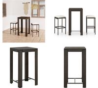 vidaXL Set de Bar de Jardin 3 pièces avec coussins Poly Rotin Marron - Set de Bar - Set de Bar - Table de Bar Et Tabouret de Bar - Table de Bar