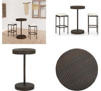 vidaXL Set de Bar de Jardin 3 pièces avec coussins Poly Rotin Marron - Set de Bar - Set de Bar - Table de Bar Et Tabouret de Bar - Table de Bar