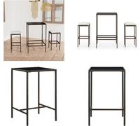 vidaXL Set de Bar de Jardin 3 pièces avec coussins Poly Rotin Marron - Set de Bar - Set de Bar - Table de Bar Et Tabouret de Bar - Table de Bar