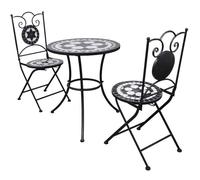 vidaXL Ensemble Bistro 3 pcs. céramique noir et blanc