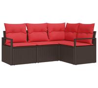 vidaXL Set de canapé 4 pcs Braun Poly-Rattan