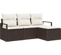 vidaXL Set de canapé 4 pcs Braun Poly-Rattan