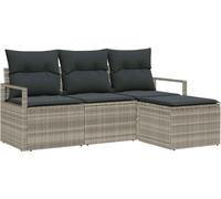 vidaXL Set de canapé 4 pcs Gris clair Poly-Rattan