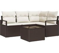 vidaXL Set de canapé 5 pcs Braun Poly-Rattan