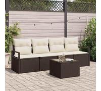 vidaXL Set de canapé 5 pcs Braun und Creme Poly-Rattan