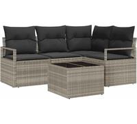 vidaXL Set de canapé 5 pcs Gris clair Poly-Rattan