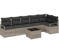 vidaXL Set de canapé 7 pcs Gris clair Poly-Rattan