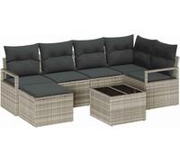 vidaXL Set de canapé 7 pcs Gris clair Poly-Rattan