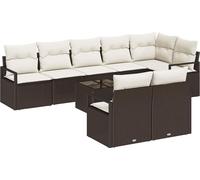 vidaXL Set de canapé 9 pièces Braun Poly-Rattan