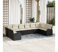 Vidaxl Set De Canapé De Jardin 10 Pièces Avec Coussins En Poly Rotin Noir