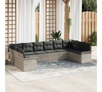 Vidaxl Set De Canapé De Jardin De 10 Pièces Avec Coussins Gris Clair Poly Rotin