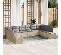 Vidaxl Set De Canapés De Jardin 10 Pièces Avec Coussins Beige Rotin Synthétique