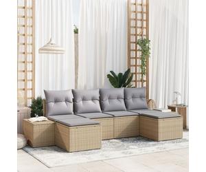 vidaXL Set de canapés de jardin 6 pièces avec housses beige poly rattan