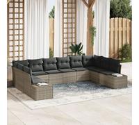 Vidaxl Set De Canapés De Jardin De 10 Pièces Avec Coussins Gris Poly Rattan
