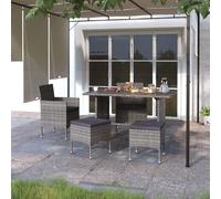 vidaXL 4-tlg. Set de hotte de jardin et d'hochet Poly Rattan Grau